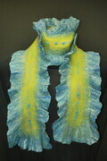 "By the Sea" - Hand felted, beaded wool scarf