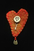 "Key to My Heart" felt brooch