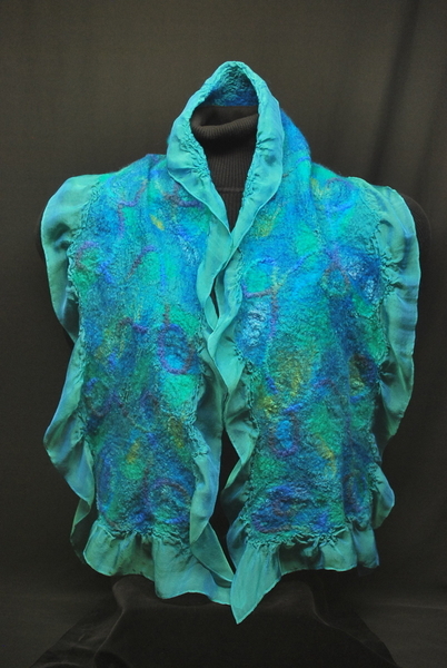 "Sea Syren" - wool and silk scarf