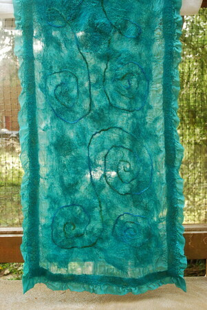"Teal Etude" - large silk and wool wrap